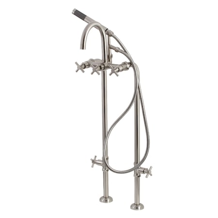 Aqua Vintage CCK8108DX Freestanding Tub Faucet with Supply Line, Stop Valve, Brushed Nickel CCK8108DX